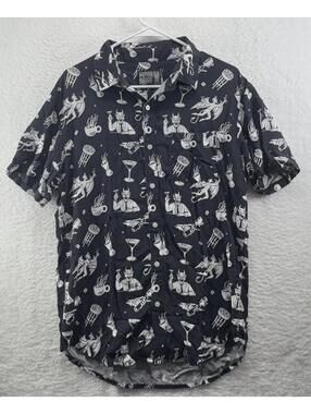 Mover & Shaker Co Espresso Martini Button Up Illuminati Devil Goth Mens Medium